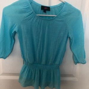 Girls blue, three quarter sleeves, blouse.